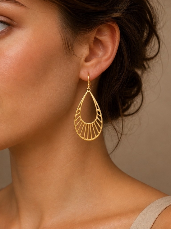 Bijoux Bar Jewelry - Openwork Teardrop Dangle Earrings